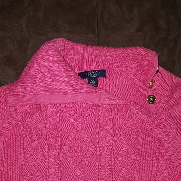 "Chaps" pink versatile neck sweater - Picture 3 of 4